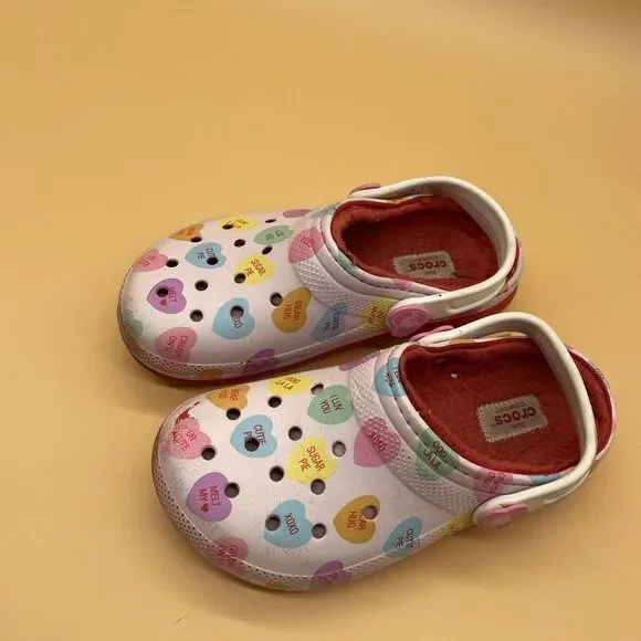 Sweethearts Crocs Big Childrens US Size J1 - Fur Lined Limited Edition - Picture 2 of 6